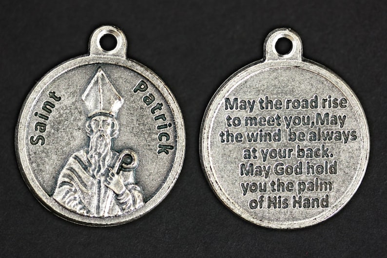 St Patrick Necklace. Patrick Prayer Necklace. Round Medal Necklace ...