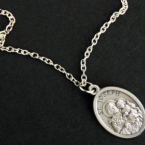 Saint Joseph Medal Necklace. Saint Joseph Necklace. Catholic Necklace. St Joseph Patron Saint Necklace. Saint Medal Necklace. image 3