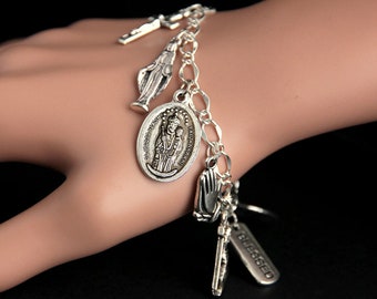 Our Lady of Good Health Charm Bracelet. Vailankanni Bracelet. Catholic Bracelet. Patron Saint Bracelet. Catholic Saint Medal Bracelet.