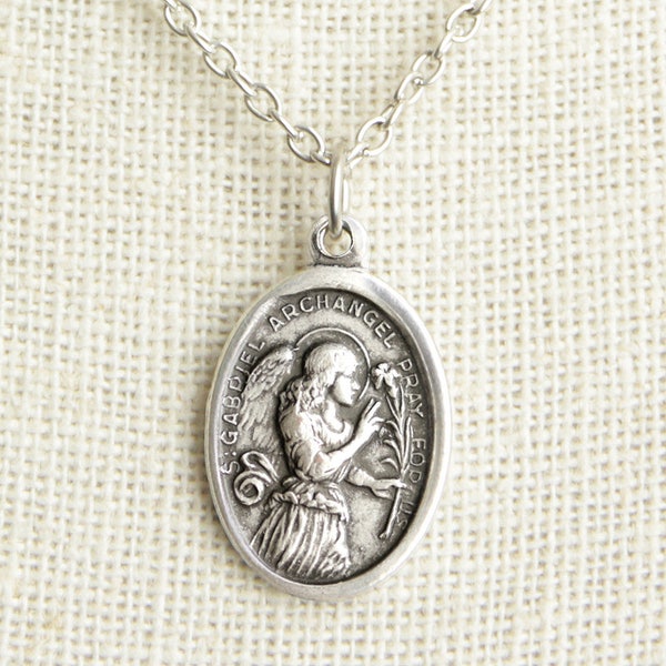 Saint Gabriel Medal Necklace. St Gabriel Necklace. Catholic Necklace. Patron Saint Necklace. Archangel Gabriel Necklace. Catholic Jewelry.
