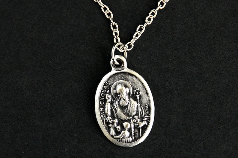 Saint Nicholas Medal Necklace. St Nicholas Necklace. Catholic Necklace. Patron Saint Necklace. Saint Medal Necklace. Catholic Jewelry. image 4