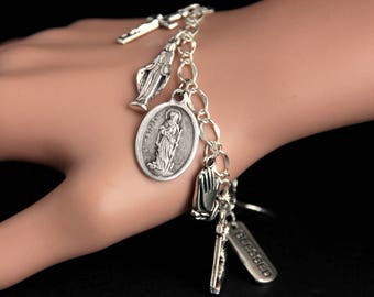 Saint Matthew Charm Bracelet. St Matthew Bracelet. Catholic Bracelet. Patron Saint Bracelet. Saint Medal Bracelet. Catholic Jewelry.