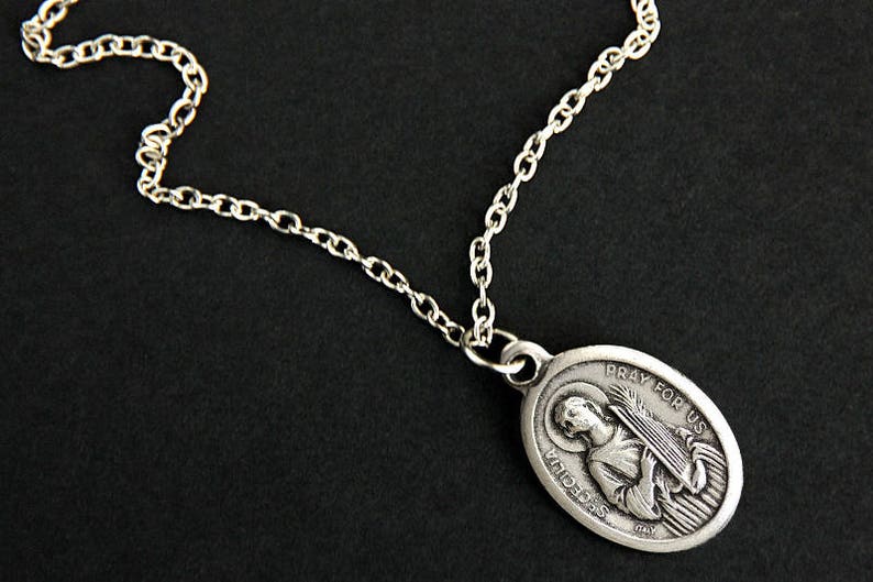 Saint Cecilia Medal Necklace. Saint Cecilia Necklace. Catholic Necklace. Patron Saint Necklace. Saint Medal Necklace. image 3