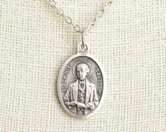 Saint Dominic Savio Medal Necklace. St Dominic Savio Necklace. Catholic Necklace. Patron Saint Necklace. Catholic Saint Medal Necklace.