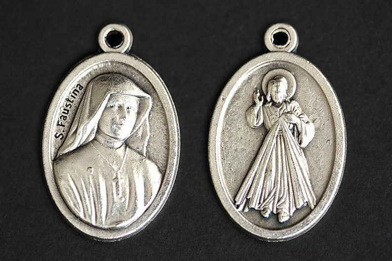 Saint Faustina Medal Necklace. St Faustina Necklace. Catholic Necklace. Patron Saint Necklace. Saint Medal Necklace. Catholic Jewelry. image 2