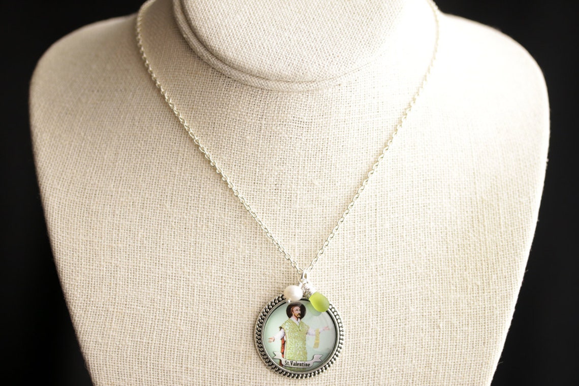 St Valentine Necklace. Saint Valentine Pendant With Fresh Etsy