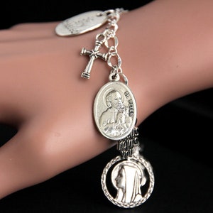 Saint Peter Charm Bracelet. St Peter Bracelet. Catholic Bracelet. Patron Saint Bracelet. Catholic Saint Medal Bracelet. Catholic Jewelry.