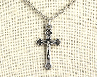 Catholic Crucifix Necklace. Catholic Necklace. Cross Necklace. INRI Necklace. Silver Necklace. Catholic Jewelry. Handmade Necklace.