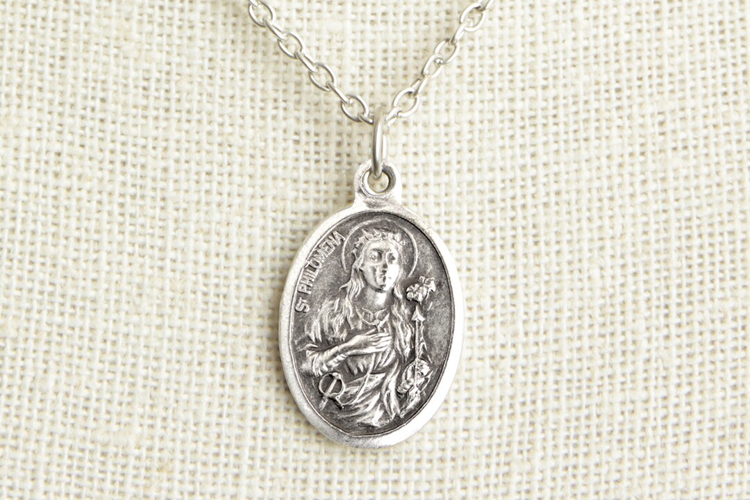Saint Philomena Medal Necklace. St Philomena Necklace. Catholic ...