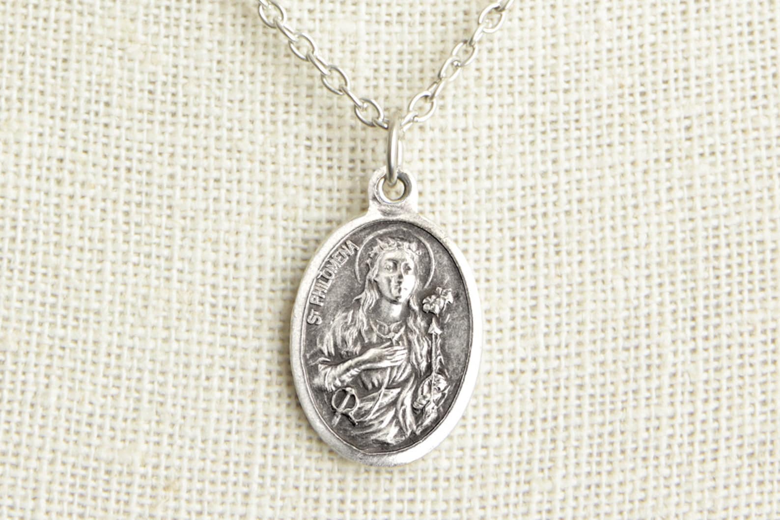 Saint Philomena Medal Necklace. St Philomena Necklace. Etsy