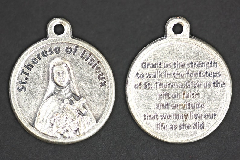 St Therese of Lisieux Necklace. Therese Prayer Necklace. Round Etsy