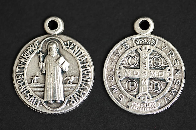 Saint Medal Necklace Catholic Necklace St Benedict Necklace Patron Saint Necklace Saint Benedict Medal Necklace Catholic Jewelry.