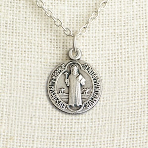 Saint Benedict Medal Necklace. St Benedict Necklace. Catholic Necklace. Patron Saint Necklace. Saint Medal Necklace. Catholic Jewelry.