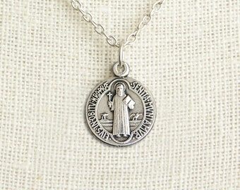 Saint Benedict Medal Necklace. St Benedict Necklace. Catholic Necklace. Patron Saint Necklace. Saint Medal Necklace. Catholic Jewelry.