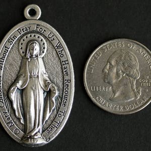 Extra Large Miraculous Necklace. Miraculous Medal Necklace. Catholic Necklace. Holy Mother Necklace. Large Catholic Medal. Catholic Jewelry. image 2