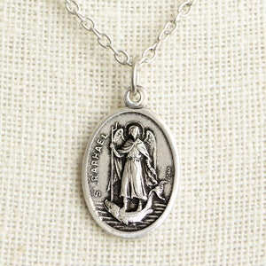 Saint Raphael Medal Necklace. Saint Raphael Necklace. Catholic Necklace. St Raphael Patron Saint Necklace. Saint Medal Necklace.