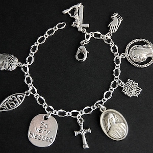 Saint Faustina Charm Bracelet. St Faustina Bracelet. Catholic Bracelet. Patron Saint Bracelet. Saint Medal Bracelet. Catholic Jewelry.