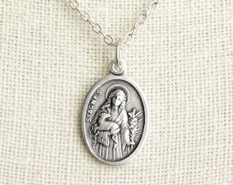 Saint Agnes Necklace. Catholic Necklace. St Agnes Medal Necklace ...