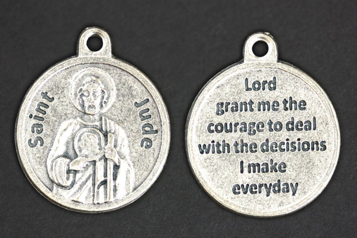 St Jude Necklace. Jude Prayer Necklace. Round Medal Necklace. - Etsy