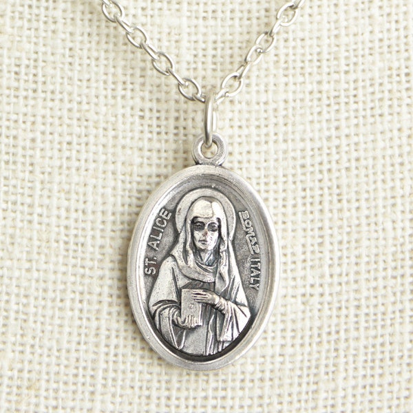 Saint Alice Medal Necklace. St Alice Necklace. Catholic Necklace. Patron Saint Necklace. Catholic Saint Medal Necklace. Catholic Jewelry.