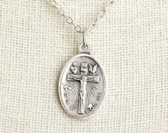 Crucifixion Medal Necklace. Crucifixion Necklace. Catholic Necklace. Patron Saint Necklace. Saint Medal Necklace. Catholic Jewelry.