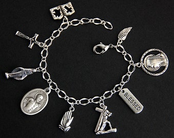 Saint Dismas Charm Bracelet. St Dismas Bracelet. Good Thief Catholic Bracelet. Patron Saint Bracelet. Saint Medal Bracelet. Catholic Jewelry