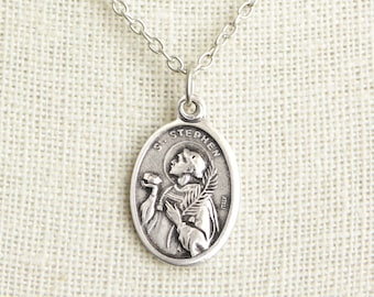 Saint Stephen Medal Necklace. St Stephen Necklace. Catholic Necklace. Patron Saint Necklace. Saint Medal Necklace. Catholic Jewelry.