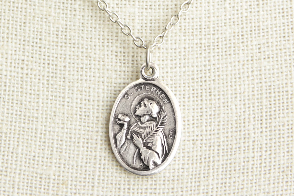 Saint Stephen Medal Necklace. St Stephen Necklace. Catholic Necklace ...