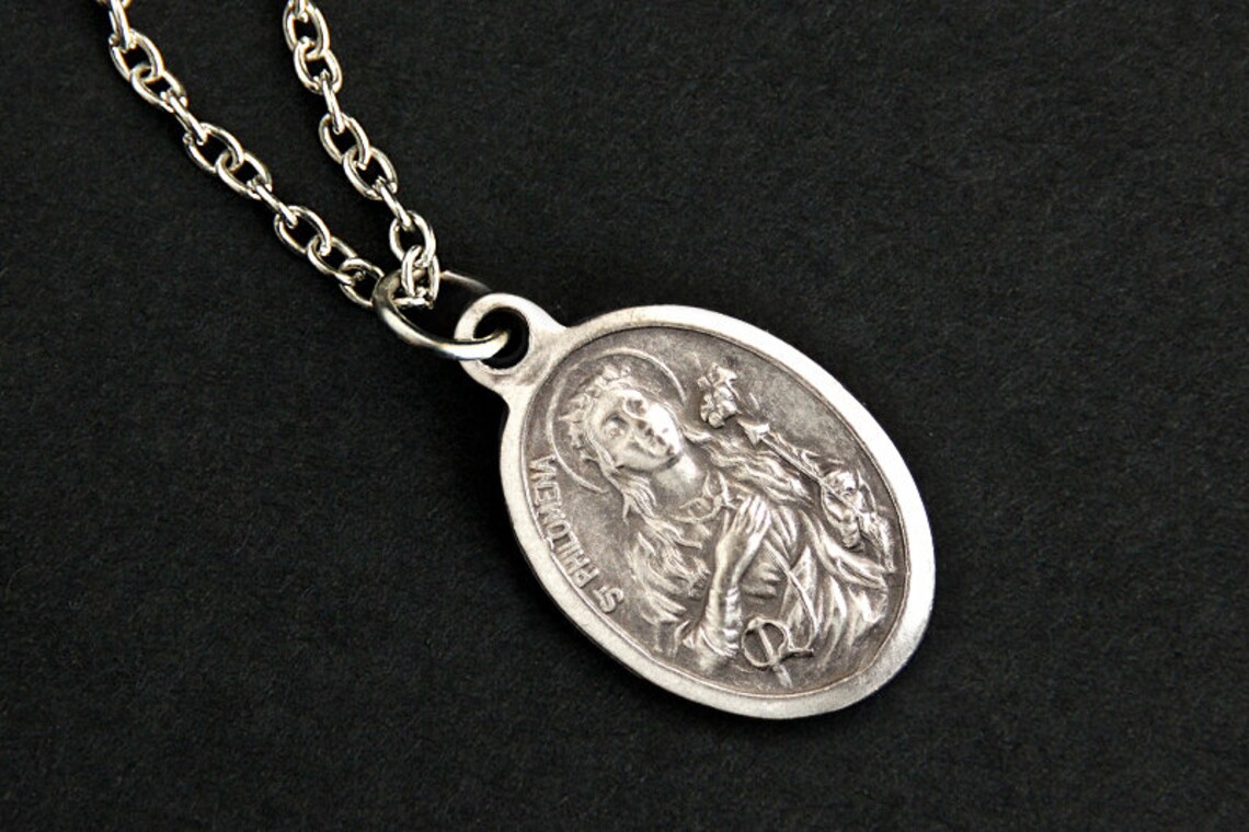 Saint Philomena Medal Necklace. St Philomena Necklace. Etsy