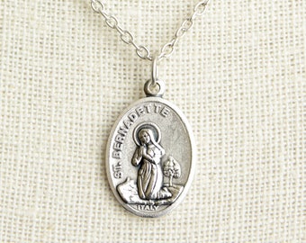 Saint Bernadette Medal Necklace. St Bernadette Necklace. Catholic Necklace. Patron Saint Necklace. Saint Medal Necklace. Catholic Jewelry.