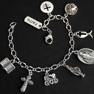 Saint Patrick Charm Bracelet. St Patrick Bracelet. Catholic Bracelet. Patron Saint Bracelet. Saint Medal Bracelet. Catholic Jewelry.