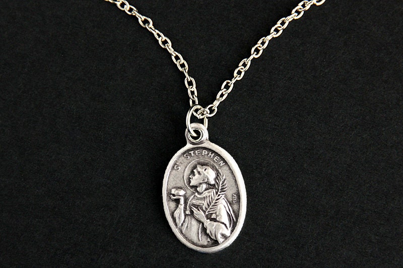 Saint Stephen Medal Necklace. St Stephen Necklace. Catholic Necklace ...