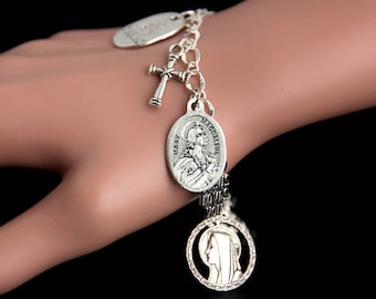 Saint Mary Magdalene Charm Bracelet. St Mary Magdalene Bracelet. Catholic Bracelet. Patron Saint Bracelet. Saint Medal Bracelet.