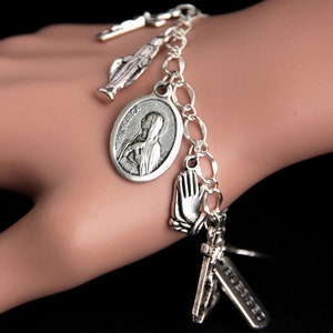 Saint Monica Charm Bracelet. St Monica Bracelet. Catholic Bracelet. Patron Saint Bracelet. Catholic Saint Medal Bracelet. Catholic Jewelry.