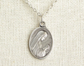 Saint Gertrude Medal Necklace. St Gertrude Necklace. Catholic Necklace. Patron Saint Necklace. Saint Medal Necklace. Catholic Jewelry.