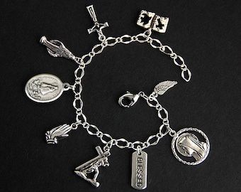 Saint Caridad del Cobre Charm Bracelet. St Caridad del Cobre Bracelet. Catholic Bracelet. Patron Saint Bracelet. Saint Medal Bracelet.