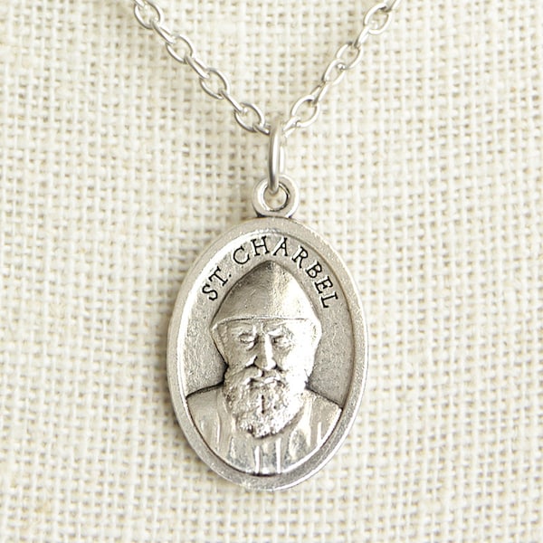 Saint Charbel Medal Necklace. St Charbel Necklace. Catholic Necklace. Patron Saint Necklace. Saint Medal Necklace. Catholic Jewelry.