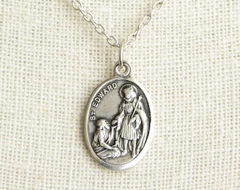 Saint Edward Medal Necklace. St Edward Necklace. Catholic Necklace. Patron Saint Necklace. Catholic Saint Medal Necklace. Catholic Jewelry.