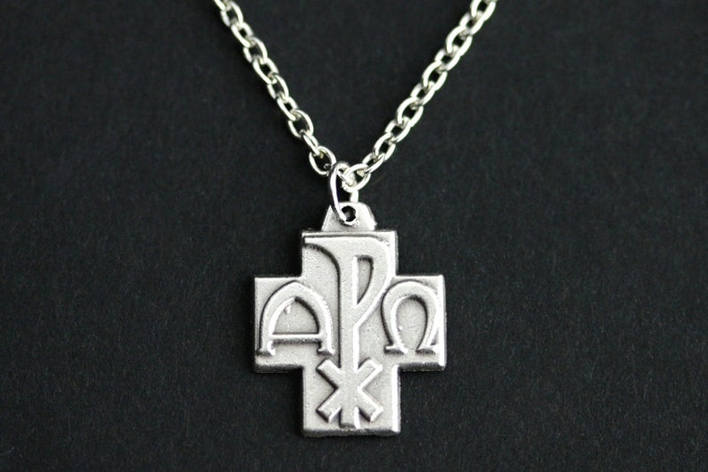 Alpha Omega Medal Necklace. Alpha Omega Necklace. Catholic Etsy