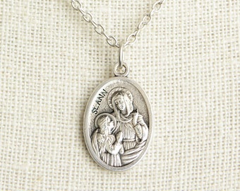 Sterling Silver Spanish Saint Anne Medal Pendant Solid 19 mm 28 mm Themed Pendants & Charms Jewelry Sterling Silver Spanish Saint Anne Medal Pendant Solid 19 mm 28 mm Themed Pendants & Charms Jewelry