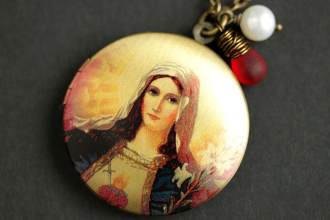 Mother Mary Locket Necklace. Our Lady Mary Necklace. Christian - Etsy