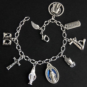 Kobalt Blau Wunderbare Medaille Bettelarmband. Heilige Mutter Armband. Katholischer Armreif. Blaues Miraculous Armband. Katholischer Orden Armreif.