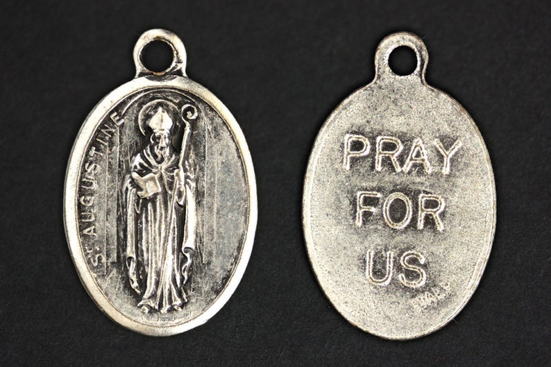 Saint Augustine Medal Necklace. St Augustine Necklace. Catholic Necklace. Patron Saint Necklace. Saint Medal Necklace. Catholic Jewelry. image 2