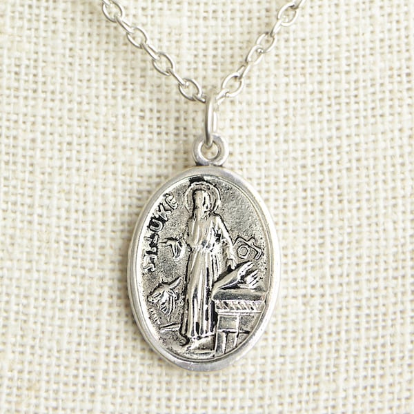 Saint Luke Medal Necklace. St Luke Necklace. Catholic Necklace. Patron Saint Necklace. Saint Medal Necklace. Catholic Jewelry.