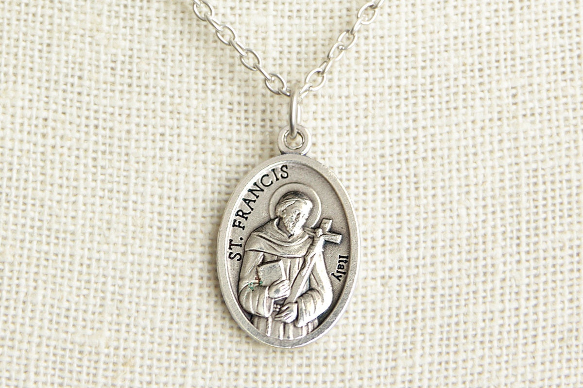 Saint Francis Medal Necklace. St Francis Necklace. Catholic Necklace ...
