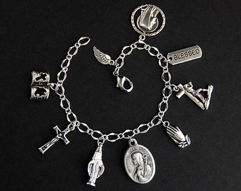 Saint Bridget Charm Bracelet. St Bridget Bracelet. Catholic Bracelet. Patron Saint Bracelet. Saint Medal Bracelet. Catholic Jewelry.