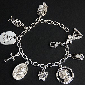 Saint JoseMaria Escriva Charm Bracelet. St Jose Maria Escriva Bracelet. Catholic Bracelet. Patron Saint Bracelet. Saint Medal Bracelet.