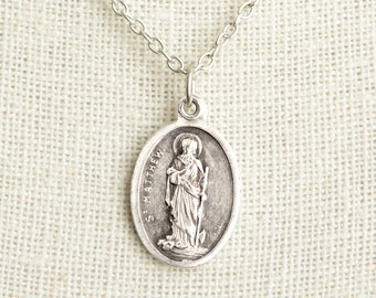 Saint Matthew Medal Necklace. St Matthew Necklace. Catholic Necklace. Patron Saint Necklace. Saint Medal Necklace. Catholic Jewelry.