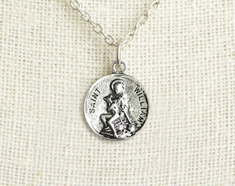 Saint William Medal Necklace. St William Necklace. Catholic Necklace. Patron Saint Necklace. Saint Medal Necklace. Catholic Jewelry.