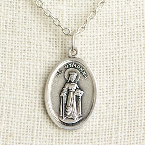Saint Dymphna Medal Necklace. Saint Dymphna Necklace. Catholic Necklace. Patron Saint Necklace. Saint Medal Necklace.